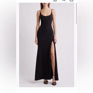 Lulu's Black Maxi Skirt with High Slit